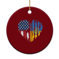 Support Ukraine Ceramic Ornament Stand With Ukraine American Ukrainian Flag