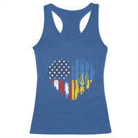 Support Ukraine Racerback Tank Top Stand With Ukraine American Ukrainian Flag
