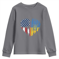 Support Ukraine Youth Sweatshirt Stand With Ukraine American Ukrainian Flag