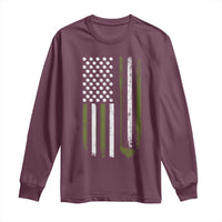 Retro American Flag Golf Long Sleeve Shirt Golfer Funny Golf Club Golfing