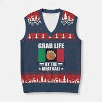 Funny Meatball V-Neck Knit Sweater Vest Italian Food Italy Flag - Wonder Print Shop