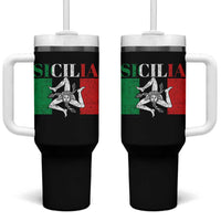 Italian Flag Tumbler With Handle Pisa Tower Colosseum Classic Scooter Retro - Wonder Print Shop
