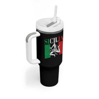 Italian Flag Tumbler With Handle Pisa Tower Colosseum Classic Scooter Retro - Wonder Print Shop