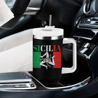 Italian Flag Tumbler With Handle Pisa Tower Colosseum Classic Scooter Retro - Wonder Print Shop