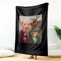Tung Tung Tung Sahur John Pork Calling Throw Blanket Tralalero Tralala Meme Brainrot Funny