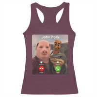 Tung Tung Tung Sahur John Pork Calling Racerback Tank Top Tralalero Tralala Meme Brainrot Funny