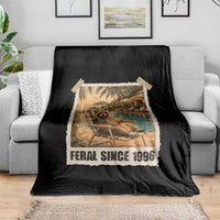 Funny Raccoon Feral Since 1996 30th Birthday Throw Blanket Vintage 30 Year Old Gift
