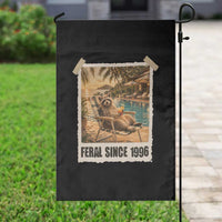 Funny Raccoon Feral Since 1996 30th Birthday Garden Flag Vintage 30 Year Old Gift