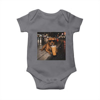Funny Pitbull Drinking Iced Coffee Baby Onesie Vintage Pittie Dog Lovers Meme