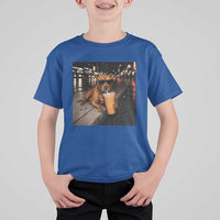 Funny Pitbull Drinking Iced Coffee T Shirt For Kid Vintage Pittie Dog Lovers Meme