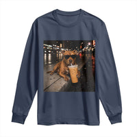 Funny Pitbull Drinking Iced Coffee Long Sleeve Shirt Vintage Pittie Dog Lovers Meme