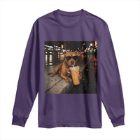 Funny Pitbull Drinking Iced Coffee Long Sleeve Shirt Vintage Pittie Dog Lovers Meme