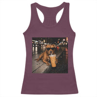 Funny Pitbull Drinking Iced Coffee Racerback Tank Top Vintage Pittie Dog Lovers Meme
