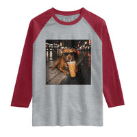 Funny Pitbull Drinking Iced Coffee Raglan Shirt Vintage Pittie Dog Lovers Meme
