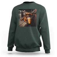 Funny Pitbull Drinking Iced Coffee Sweatshirt Vintage Pittie Dog Lovers Meme