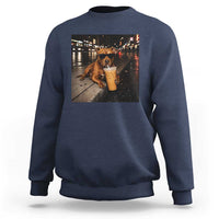 Funny Pitbull Drinking Iced Coffee Sweatshirt Vintage Pittie Dog Lovers Meme