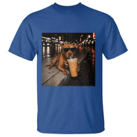 Funny Pitbull Drinking Iced Coffee T Shirt Vintage Pittie Dog Lovers Meme