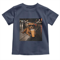 Funny Pitbull Drinking Iced Coffee Toddler T Shirt Vintage Pittie Dog Lovers Meme