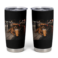 Funny Pitbull Drinking Iced Coffee Tumbler Cup Vintage Pittie Dog Lovers Meme