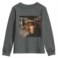 Funny Pitbull Drinking Iced Coffee Youth Sweatshirt Vintage Pittie Dog Lovers Meme