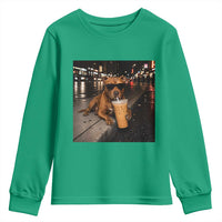 Funny Pitbull Drinking Iced Coffee Youth Sweatshirt Vintage Pittie Dog Lovers Meme