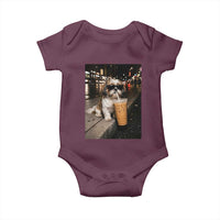 Funny Shih Tzu Drinking Iced Coffee Baby Onesie Vintage Dog Lover