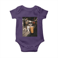 Funny Shih Tzu Drinking Iced Coffee Baby Onesie Vintage Dog Lover