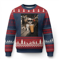 Funny Shih Tzu Drinking Iced Coffee Ugly Christmas Sweater Vintage Dog Lover