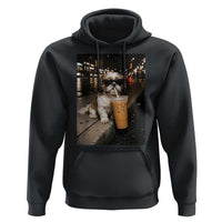 Funny Shih Tzu Drinking Iced Coffee Hoodie Vintage Dog Lover
