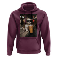 Funny Shih Tzu Drinking Iced Coffee Hoodie Vintage Dog Lover