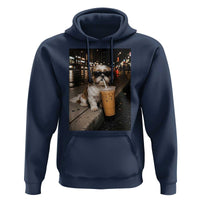 Funny Shih Tzu Drinking Iced Coffee Hoodie Vintage Dog Lover