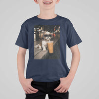 Funny Shih Tzu Drinking Iced Coffee T Shirt For Kid Vintage Dog Lover