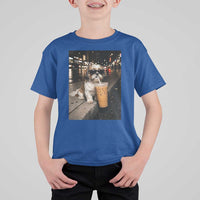 Funny Shih Tzu Drinking Iced Coffee T Shirt For Kid Vintage Dog Lover