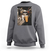Funny Shih Tzu Drinking Iced Coffee Sweatshirt Vintage Dog Lover