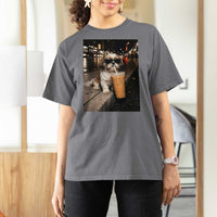 Funny Shih Tzu Drinking Iced Coffee T Shirt For Women Vintage Dog Lover