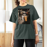 Funny Shih Tzu Drinking Iced Coffee T Shirt For Women Vintage Dog Lover
