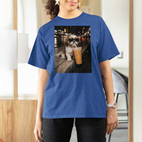 Funny Shih Tzu Drinking Iced Coffee T Shirt For Women Vintage Dog Lover