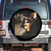 Bernedoodle Dog Drinking Iced Coffee Spare Tire Cover Funny Coffee Lover Gift for Dog Moms Dads
