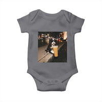 Bernedoodle Dog Drinking Iced Coffee Baby Onesie Funny Coffee Lover Gift for Dog Moms Dads