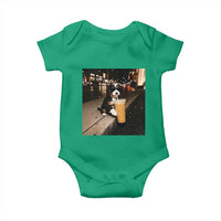 Bernedoodle Dog Drinking Iced Coffee Baby Onesie Funny Coffee Lover Gift for Dog Moms Dads