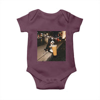 Bernedoodle Dog Drinking Iced Coffee Baby Onesie Funny Coffee Lover Gift for Dog Moms Dads