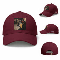 Bernedoodle Dog Drinking Iced Coffee Baseball Cap Funny Coffee Lover Gift for Dog Moms Dads