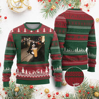 Bernedoodle Dog Drinking Iced Coffee Ugly Christmas Sweater Funny Coffee Lover Gift for Dog Moms Dads