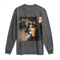 Bernedoodle Dog Drinking Iced Coffee Long Sleeve Shirt Funny Coffee Lover Gift for Dog Moms Dads