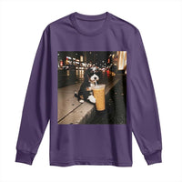 Bernedoodle Dog Drinking Iced Coffee Long Sleeve Shirt Funny Coffee Lover Gift for Dog Moms Dads