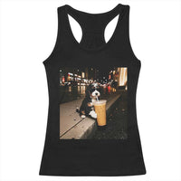 Bernedoodle Dog Drinking Iced Coffee Racerback Tank Top Funny Coffee Lover Gift for Dog Moms Dads