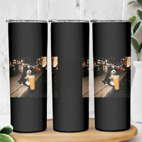 Bernedoodle Dog Drinking Iced Coffee Skinny Tumbler Funny Coffee Lover Gift for Dog Moms Dads