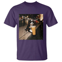 Bernedoodle Dog Drinking Iced Coffee T Shirt Funny Coffee Lover Gift for Dog Moms Dads