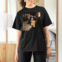 Bernedoodle Dog Drinking Iced Coffee T Shirt For Women Funny Coffee Lover Gift for Dog Moms Dads