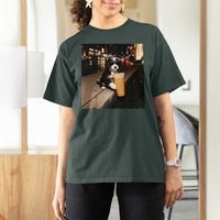 Bernedoodle Dog Drinking Iced Coffee T Shirt For Women Funny Coffee Lover Gift for Dog Moms Dads